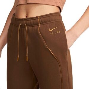Nike Air Fleece Brown Joggers with Dark Chocolate Gold Accents